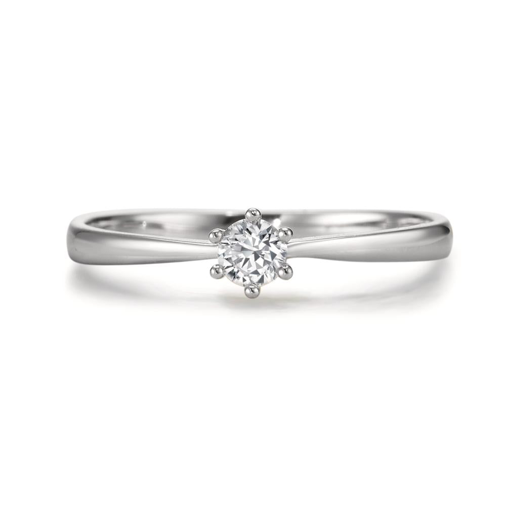Anello solitario Oro bianco 750/18 carati Diamante bianco, 0.15 ct, si