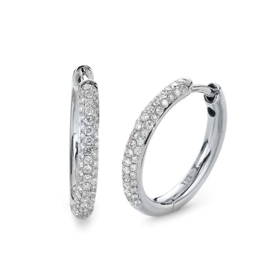 Orecchini circolari Oro bianco 750/18 carati Diamante 0.36 ct, 104 pietra, si