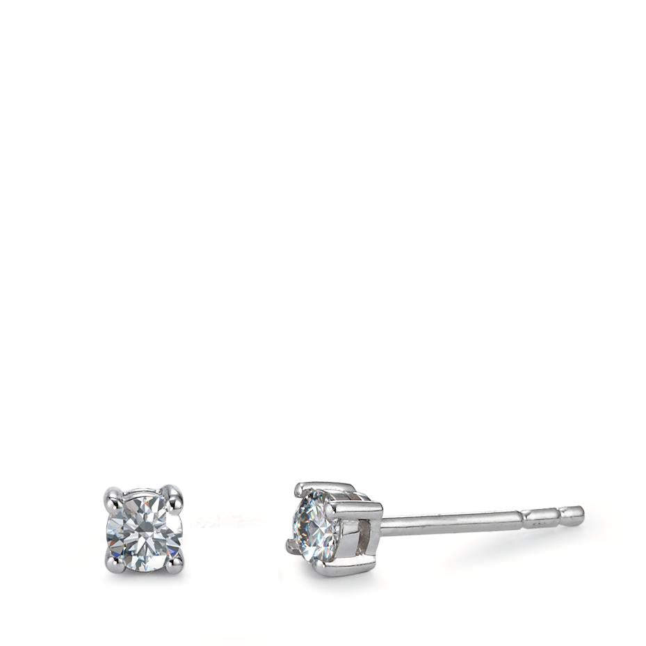 Orecchini a bottone Oro bianco 750/18 carati Diamante 0.15 ct, 2 pietra, w-si Ø3 mm