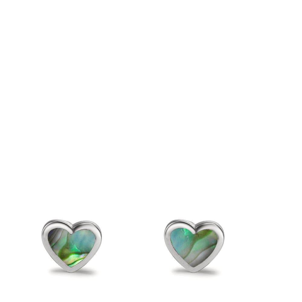 Orecchini a bottone Argento Abalone Cuore