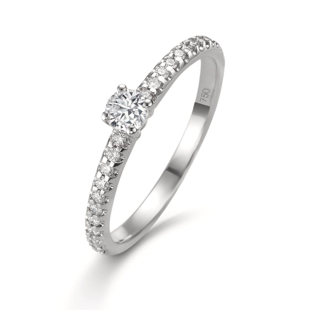 Anello solitario Oro bianco 750/18 carati Diamante 0.31 ct, 23 pietra, w-si