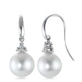 Orecchini Oro bianco 750/18 carati Diamante 0.20 ct, 6 pietra, w-si Perla coltivata d'acqua dolce bianco, 2 Perla, 10 mm