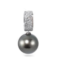 Ciondolo Oro bianco 750/18 carati Diamante 0.20 ct, 20 pietra, w-si Perla di Tahiti antracite, 12.5 mm