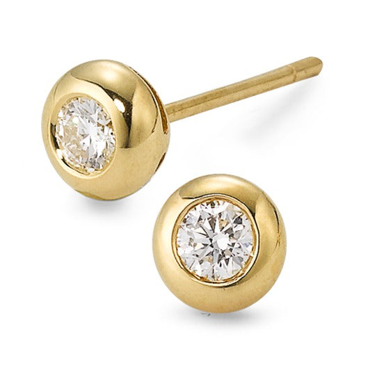 Orecchini a bottone Oro giallo 750/18 carati Diamante 0.25 ct, 2 pietra, w-si Ø5 mm