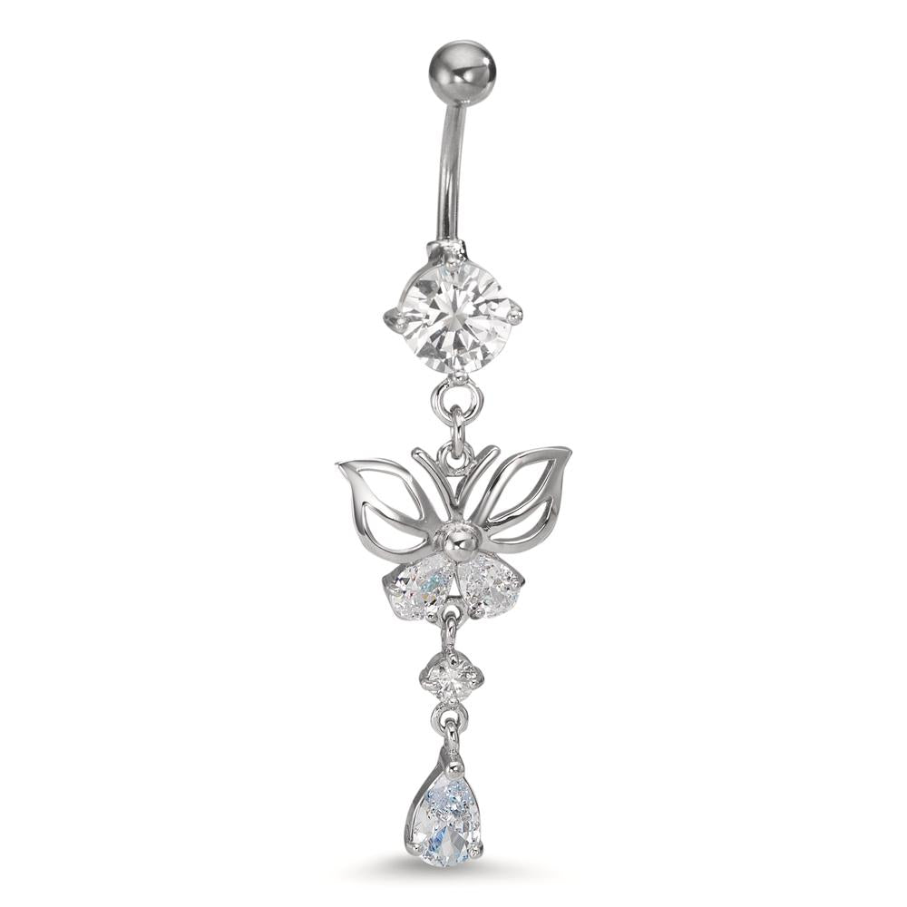 Piercing all'ombelico Acciaio inossidabile Zirconia 5 pietra Farfalla