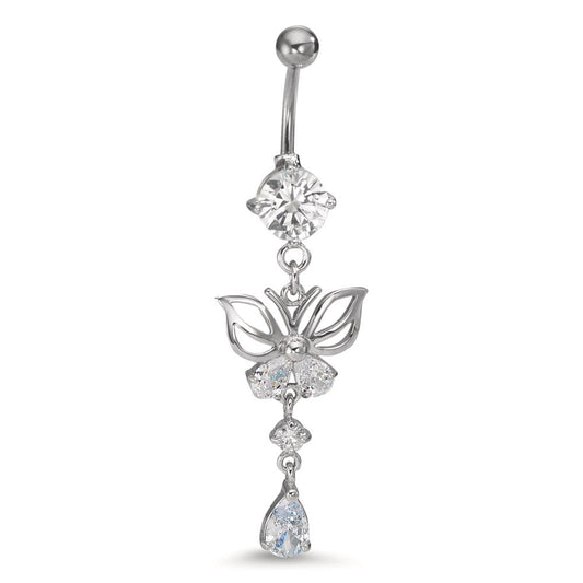 Piercing all'ombelico Acciaio inossidabile Zirconia 5 pietra Farfalla