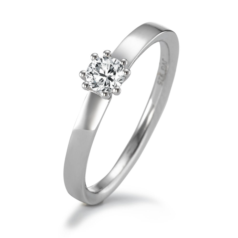 Anello solitario Argento Zirconia [rund], 4 mm rodiato