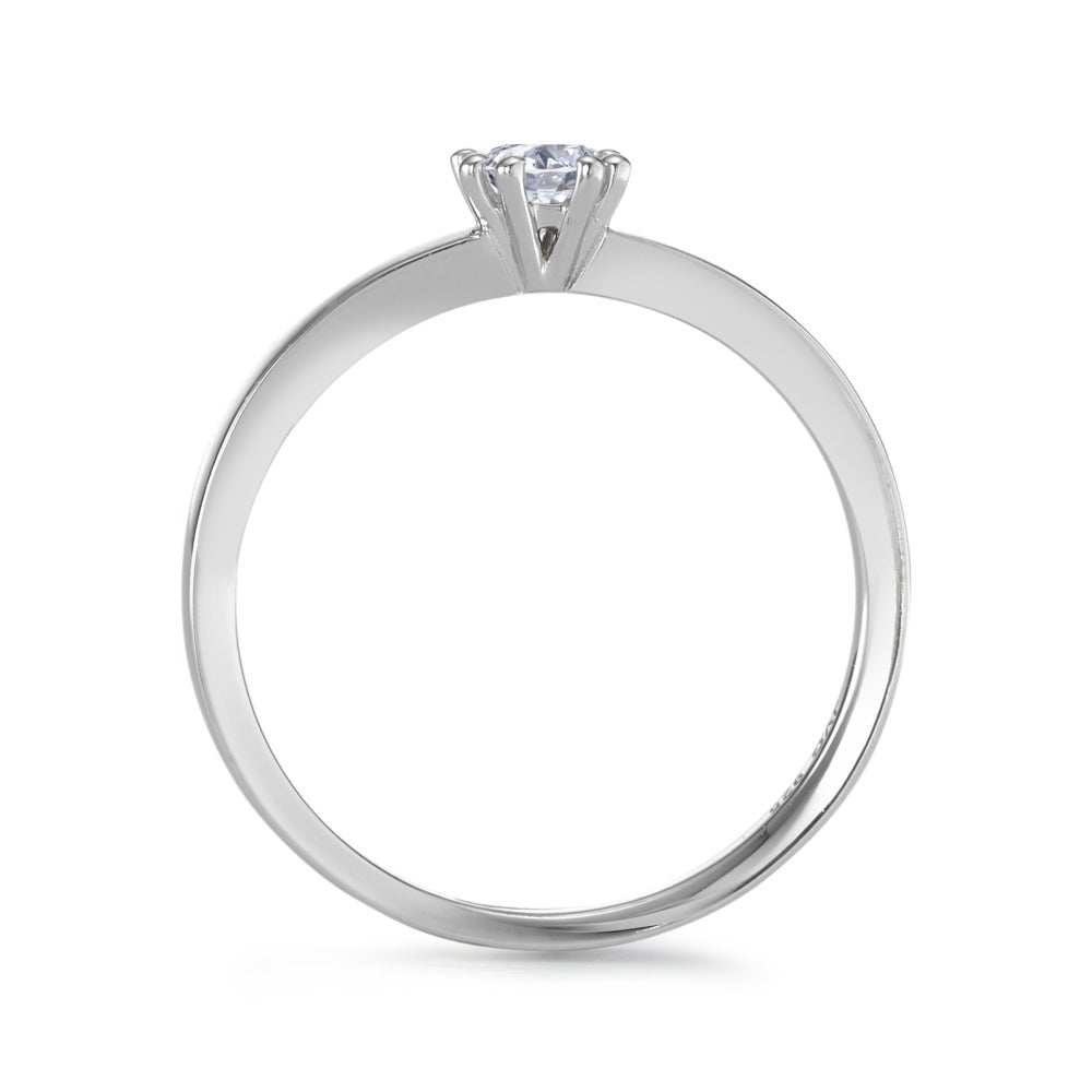 Anello solitario Argento Zirconia [rund], 4 mm rodiato