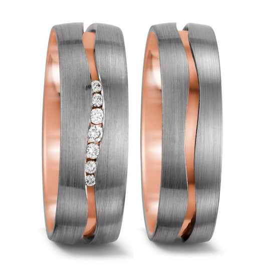 Anello del partner Oro rosso 750/18 carati, Oro bianco 750/18 carati