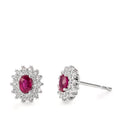 Orecchini a bottone Oro bianco 750/18 carati Diamante 0.22 ct, 54 pietra, [Brillant], w-si, Rubino 2 pietra