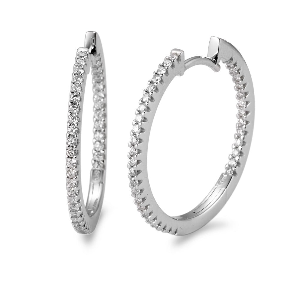 Orecchini circolari Oro bianco 750/18 carati Diamante bianco, 0.50 ct, 74 pietra, [Brillant], w-si