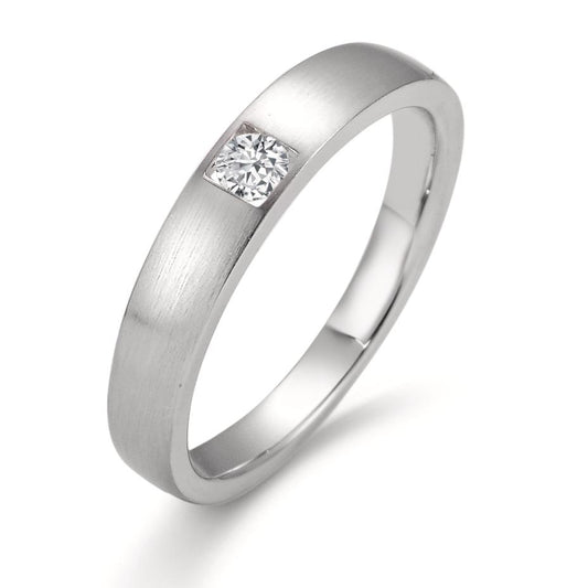 Anello solitario Oro bianco 750/18 carati Diamante bianco, 0.11 ct, [Brillant], w-si