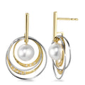 Orecchini Oro giallo 750/18 carati, Oro bianco 750/18 carati Diamante bianco, 0.05 ct, 16 pietra, [Brillant], w-si Perla coltivata d'acqua dolce, 7.5 mm