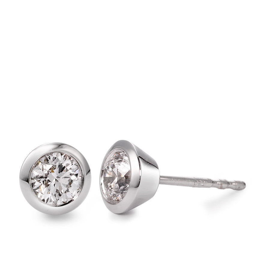 Orecchini a bottone Oro bianco 750/18 carati Diamante bianco, 0.50 ct, 2 pietra, [Brillant], w-si Ø5.5 mm
