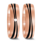 Anello del partner Oro rosa 585/14 kt, Carbonio Diamante 0.02 ct, tw-si