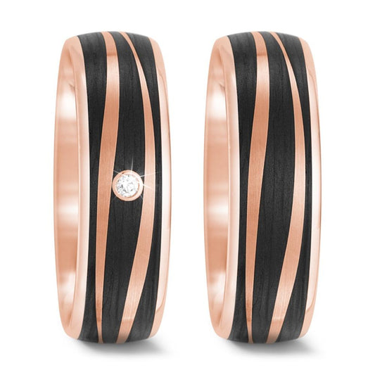 Anello del partner Oro rosa 585/14 kt, Carbonio