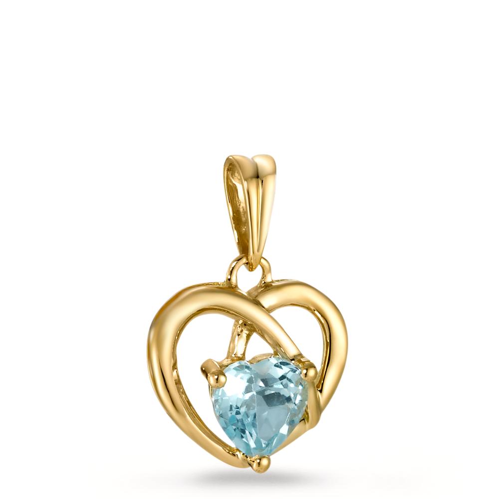 Ciondolo Oro giallo 750/18 carati Topazio blu Cuore Ø12 mm