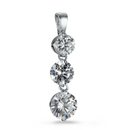 Ciondolo Argento Zirconia 3 pietra rodiato