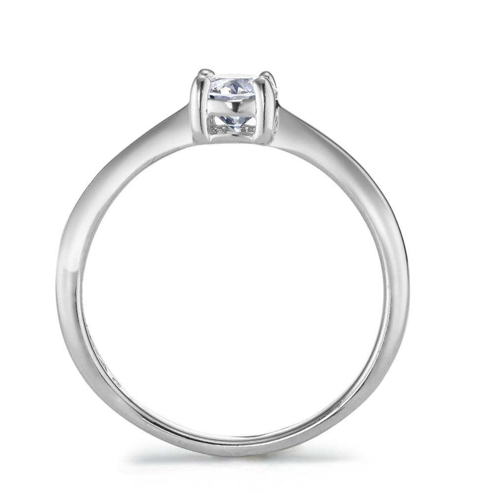 Anello solitario Argento Zirconia rodiato Ø4.5 mm
