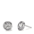 Orecchini a bottone Argento Zirconia rodiato Ø8 mm