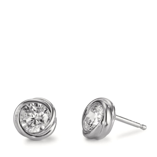Orecchini a bottone Argento Zirconia rodiato Ø8 mm