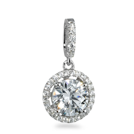 Ciondolo Argento Zirconia rodiato Ø9 mm