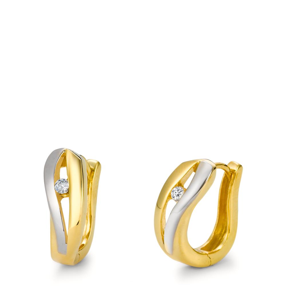 Orecchini circolari Oro giallo 375/9K Zirconia 2 pietra bicolore
