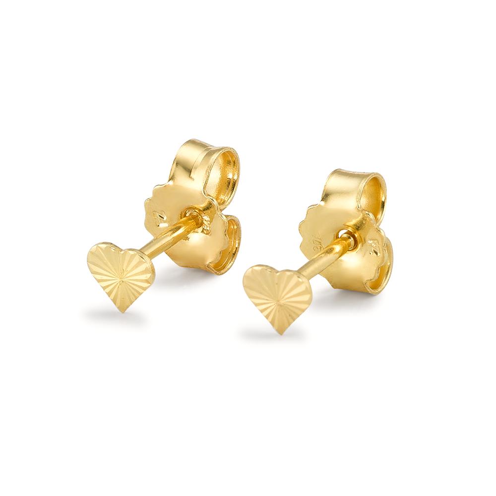 Orecchini a bottone Oro giallo 375/9K Cuore Ø4 mm
