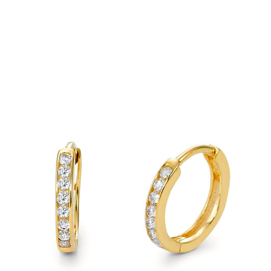 Orecchini circolari Oro giallo 375/9K Zirconia 16 pietra