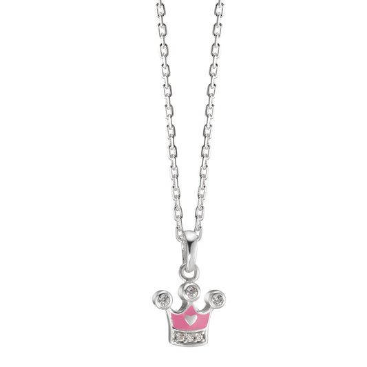 Catena con ciondolo Argento Zirconia 6 pietra laccato Corona 36-38 cm Ø10 mm