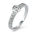 Anello solitario Oro bianco 585/14 kt Diamante 0.25 ct, 9 pietra, w-si