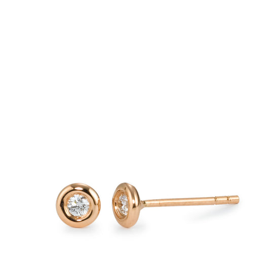 Orecchini a bottone Oro rosso 750/18 carati Diamante 0.08 ct, 2 pietra, w-si Ø4.5 mm