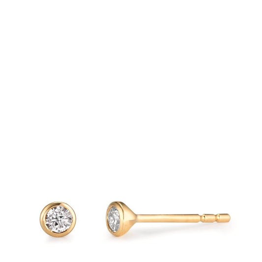 Orecchini a bottone Oro giallo 750/18 carati Zirconia 2 pietra Ø3 mm