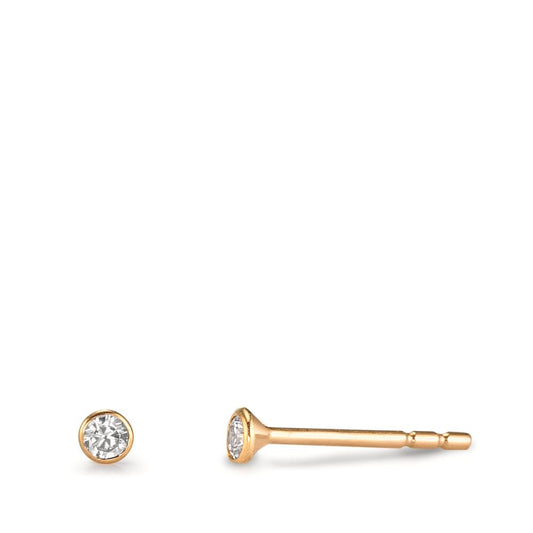 Orecchini a bottone Oro giallo 750/18 carati Zirconia 2 pietra Ø2.5 mm