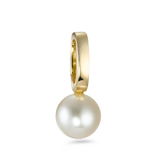 Ciondolo Oro giallo 750/18 carati Perla coltivata d'acqua dolce bianco, 8 mm