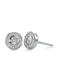 Orecchini a bottone Oro bianco 750/18 carati Diamante 0.39 ct, 34 pietra, w-si Ø7 mm