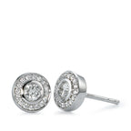 Orecchini a bottone Oro bianco 750/18 carati Diamante 0.39 ct, 34 pietra, w-si Ø7 mm