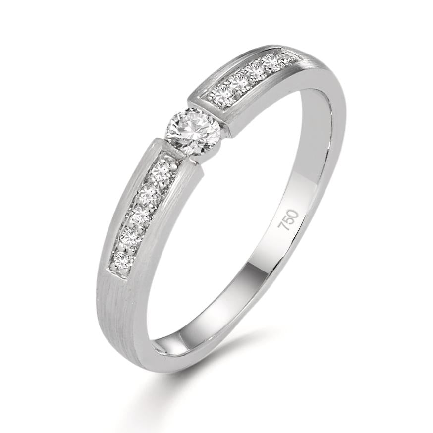 Anello solitario Oro bianco 750/18 carati Diamante 0.20 ct, 11 pietra, w-si