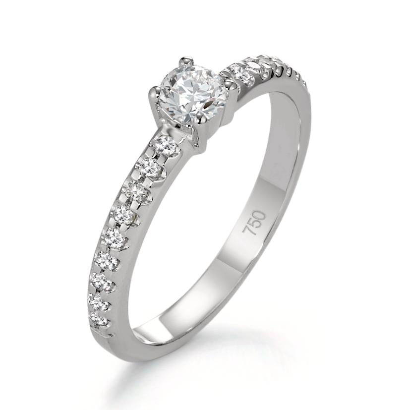 Anello solitario Oro bianco 750/18 carati Diamante 0.35 ct, 19 pietra, w-si