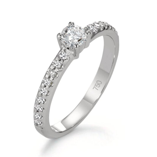 Anello solitario Oro bianco 750/18 carati Diamante 0.35 ct, 19 pietra, w-si