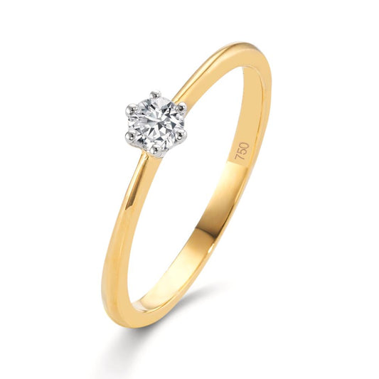 Anello solitario Oro giallo 750/18 carati, Oro bianco 750/18 carati Diamante 0.15 ct, w-si