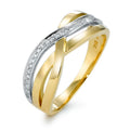 Anello Oro giallo 750/18 carati, Oro bianco 750/18 carati Diamante 0.13 ct, 27 pietra, w-si
