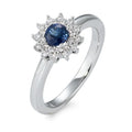 Anello Oro bianco 750/18 carati Zaffiro blu, Diamante bianco, 0.19 ct, 25 pietra, [Brillant], w-si