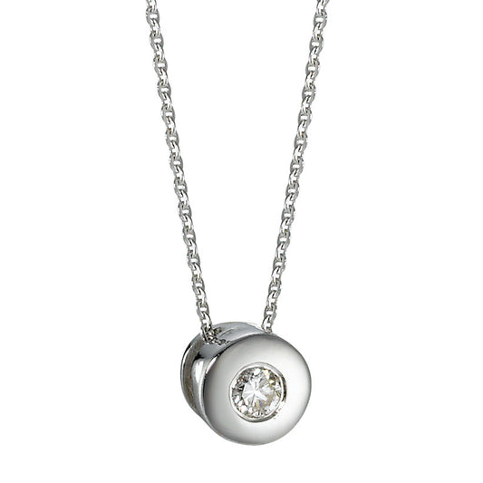 Catena con ciondolo Oro bianco 585/14 kt Diamante 0.05 ct, w-si 42 cm Ø5 mm