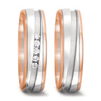 Anello del partner Oro rosso 750/18 carati, Oro bianco 750/18 carati Diamante 0.10 ct, 5 pietra, w-si