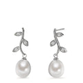 Orecchini Argento Zirconia 6 pietra rodiato Perla coltivata d'acqua dolce, 8.5 mm