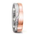 Anello del partner Oro bianco 750/18 carati, Oro rosa 750/18 carati Diamante 0.02 ct, tw-si