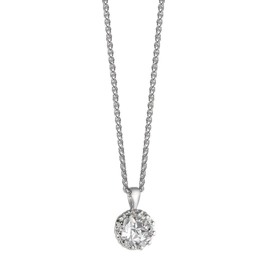 Catena con ciondolo Argento Zirconia rodiato 42 cm Ø6 mm