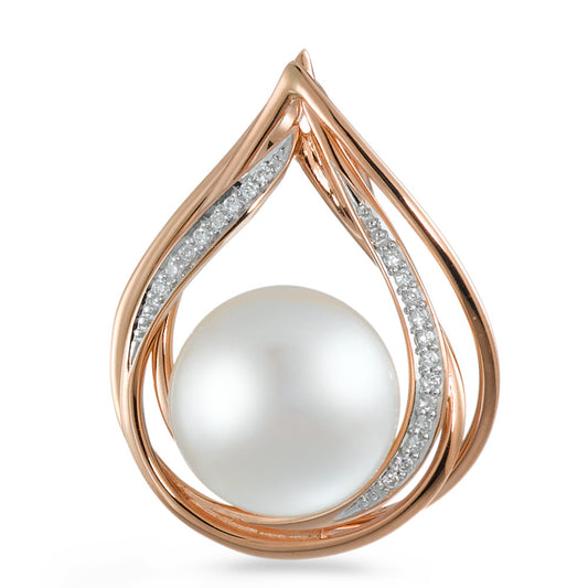 Ciondolo Oro rosso 750/18 carati Diamante 0.06 ct, 20 pietra, [Brillant], w-si Perla coltivata d'acqua dolce 10.5-11 mm
