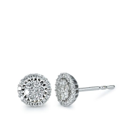 Orecchini a bottone Oro bianco 750/18 carati Diamante 0.35 ct, 50 pietra, [Brillant], w-si Ø7 mm